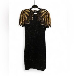 Stenay Black and Gold Sequin Dress